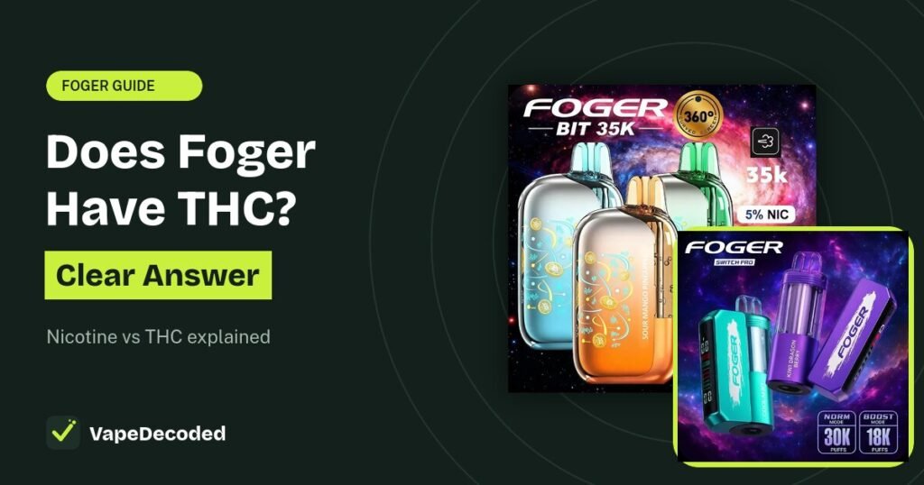 Does Foger Vape Have THC or Nicotine? guide with Foger Bit 35K and Switch Pro
