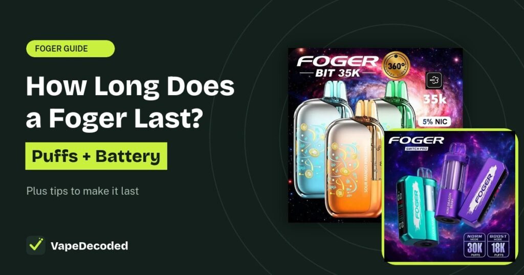 How Long Does a Foger Vape Last? Puffs, Battery and Days guide with Foger Bit 35K and Switch Pro